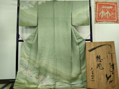平和屋本店■最高級　初代　久保田一竹　幻の辻が花　訪問着　想花　暈し染め　金通し地　共箱・たとう紙付き　逸品　DZAB1200kh5