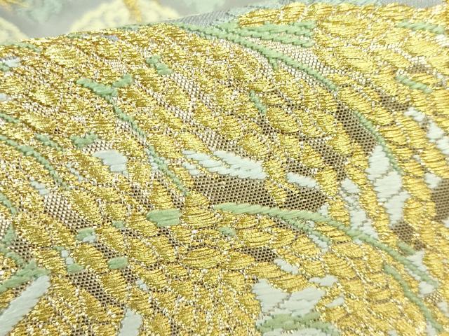 平和屋着物●極上 六通柄袋帯 唐織 御物稲穂文 大宮絹謹製 金糸 逸品 DZAB1208kh5