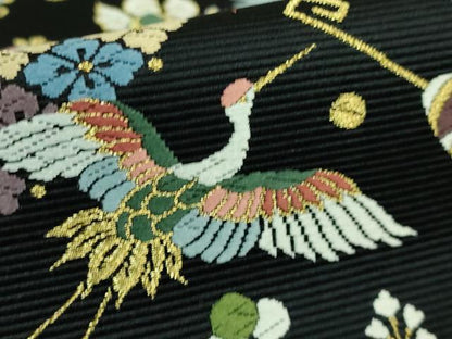 平和屋着物●極上 西陣の老舗 1782年創業 山下織物 六通柄袋帯 唐織 招福宝尽くし 黒地 金糸 逸品 DZAB1218kh5