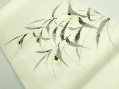 平和屋着物＊極上 夏物 九寸開き名古屋帯 手描き 蛍 金銀彩 逸品 未使用 DZAB1223kh5