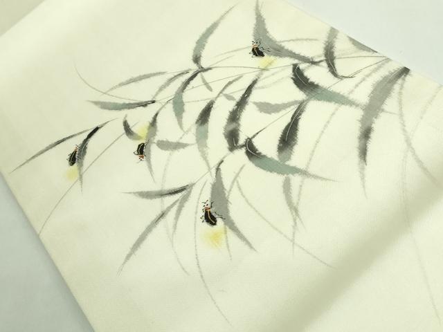 平和屋着物＊極上 夏物 九寸開き名古屋帯 手描き 蛍 金銀彩 逸品 未使用 DZAB1223kh5