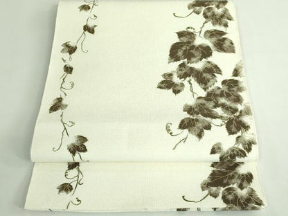 平和屋着物●極上 織匠小平 八寸名古屋帯 スリーシーズン帯 絹麻 蔦の葉文 逸品 DZAB1226kh5