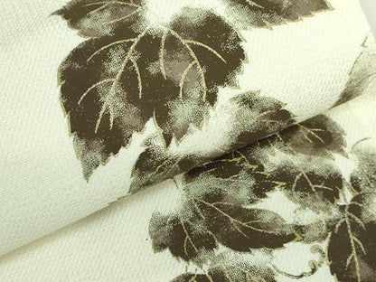 平和屋着物●極上 織匠小平 八寸名古屋帯 スリーシーズン帯 絹麻 蔦の葉文 逸品 DZAB1226kh5