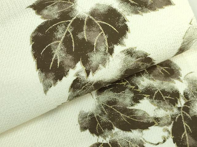 平和屋着物●極上 織匠小平 八寸名古屋帯 スリーシーズン帯 絹麻 蔦の葉文 逸品 DZAB1226kh5