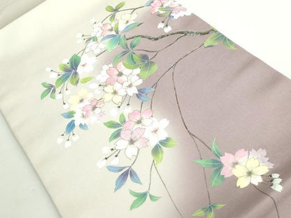 平和屋着物●極上 塩瀬 九寸開き名古屋帯 手描き 枝桜 金彩 逸品 DZAB1235kh5