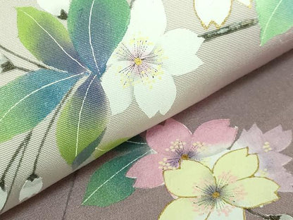 平和屋着物●極上 塩瀬 九寸開き名古屋帯 手描き 枝桜 金彩 逸品 DZAB1235kh5