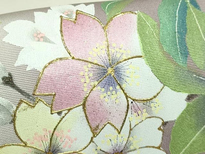 平和屋着物●極上 塩瀬 九寸開き名古屋帯 手描き 枝桜 金彩 逸品 DZAB1235kh5