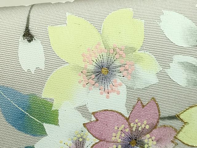 平和屋着物●極上 塩瀬 九寸開き名古屋帯 手描き 枝桜 金彩 逸品 DZAB1235kh5