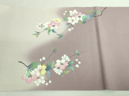平和屋着物●極上 塩瀬 九寸開き名古屋帯 手描き 枝桜 金彩 逸品 DZAB1235kh5