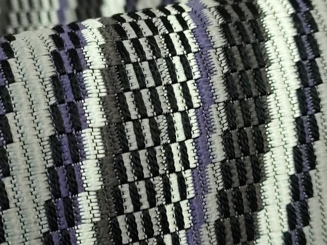 平和屋着物●極上 本場筑前博多織 八寸名古屋帯 斜線文 黒地 逸品 DZAB1236kh5