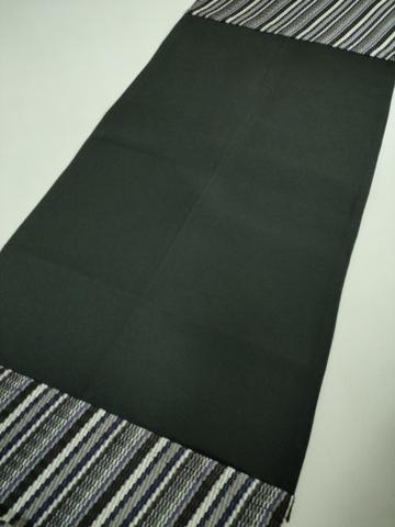 平和屋着物●極上 本場筑前博多織 八寸名古屋帯 斜線文 黒地 逸品 DZAB1236kh5