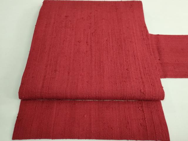 平和屋着物●極上 浦野理一 経節紬 九寸名古屋帯 茜色地 逸品 DZAB1266kh5