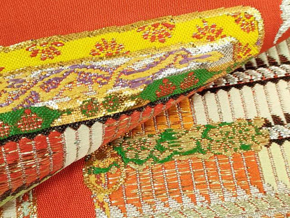 平和屋本店■最高級　龍村平蔵製　太鼓柄　本袋帯　威毛錦　金銀糸　逸品　DZAB1276kh5