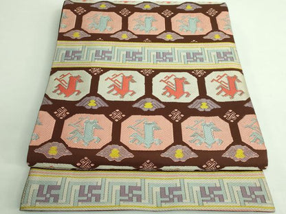 平和屋着物●極上 龍村晋謹製 全通柄袋帯 名物有栖川馬手錦 逸品 DZAB1277kh5