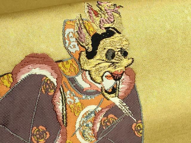 平和屋本店■希少　西陣　紫紘謹製　山口伊太郎　太鼓柄袋帯　本金箔錦　栄陵王文　鈴乃屋扱い　共箱付き　逸品　DZAB1288kh5