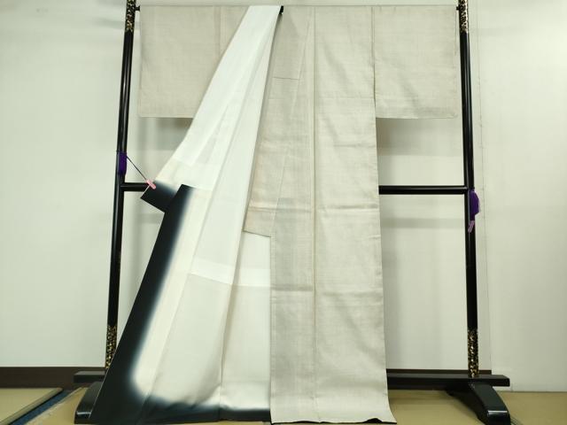 平和屋本店■極上　本場大島紬　白大島　ロング丈　一元絣　逸品　未使用　DZAB1303kh5