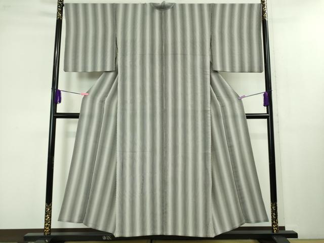 平和屋着物▽極上 小紋 単衣 古都残影 縞十選 変わり筋 瀧縞 黒×白 反端付き 逸品 DZAB1305kh5