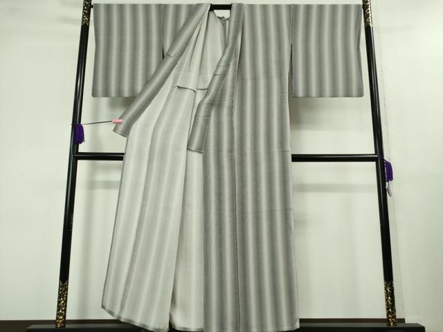 平和屋着物▽極上 小紋 単衣 古都残影 縞十選 変わり筋 瀧縞 黒×白 反端付き 逸品 DZAB1305kh5