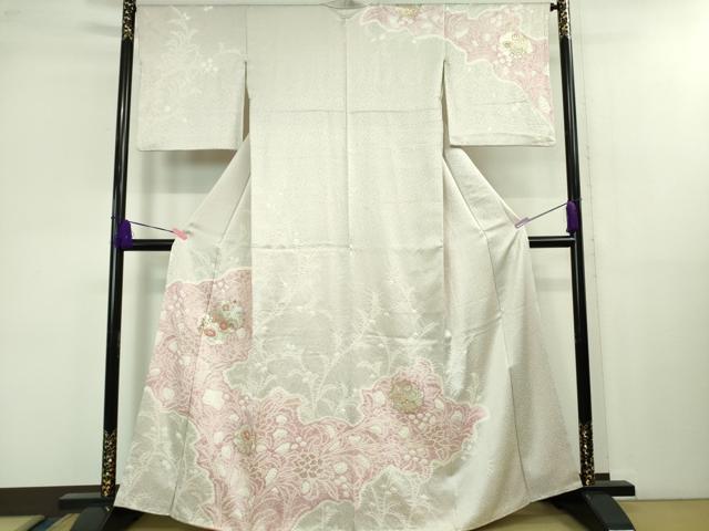平和屋本店●極上 創業460年・千總 訪問着 刺繍 絞り 草花文 金彩 高島屋扱い 逸品 DZAB1307kh5