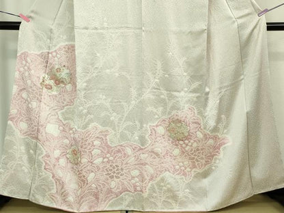 平和屋本店●極上 創業460年・千總 訪問着 刺繍 絞り 草花文 金彩 高島屋扱い 逸品 DZAB1307kh5
