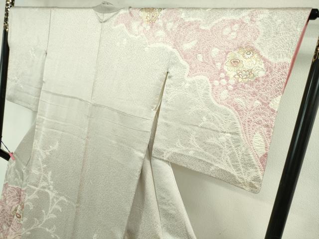 平和屋本店●極上 創業460年・千總 訪問着 刺繍 絞り 草花文 金彩 高島屋扱い 逸品 DZAB1307kh5