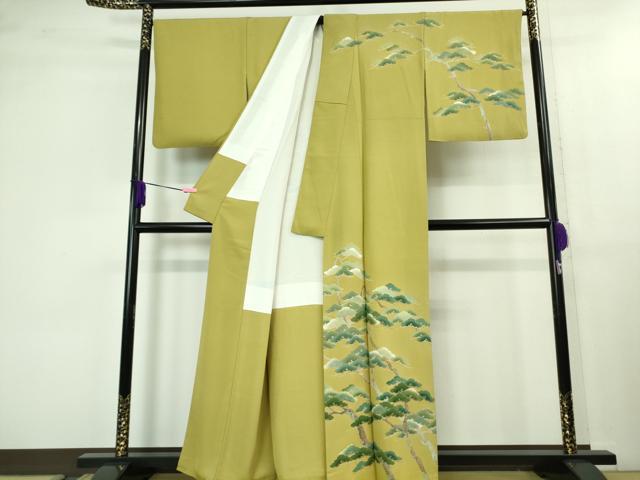 平和屋本店●極上　名門染元　秀美　十日町友禅　訪問着　松　木蘭色地　逸品　DZAB1312kh6