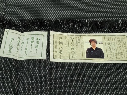 平和屋本店▽極上 本塩沢 やまだ織 訪問着 単衣 雪の中のきれ 片桐八重子作 110亀甲 黒地 証紙付き 逸品 DZAB1314kh5