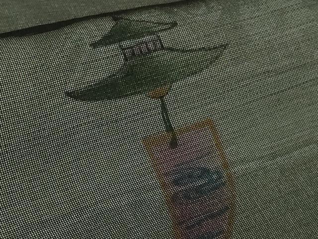平和屋本店▽極上 訪問着 無双 紗袷 紗×絽 手描き 風鈴 金魚 黒地 逸品 DZAB1315kh5