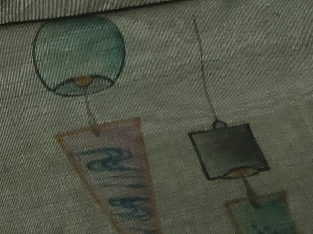 平和屋本店▽極上 訪問着 無双 紗袷 紗×絽 手描き 風鈴 金魚 黒地 逸品 DZAB1315kh5