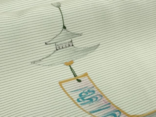 平和屋本店▽極上 訪問着 無双 紗袷 紗×絽 手描き 風鈴 金魚 黒地 逸品 DZAB1315kh5
