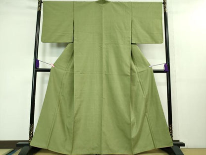 平和屋着物●極上　結城紬　色無地　柳茶色　逸品　DZAB1332kh5