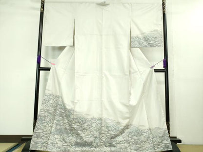 平和屋本店■極上　本場大島紬　白大島　風景文　逸品　DZAB1344kh5
