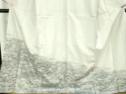 平和屋本店■極上　本場大島紬　白大島　風景文　逸品　DZAB1344kh5