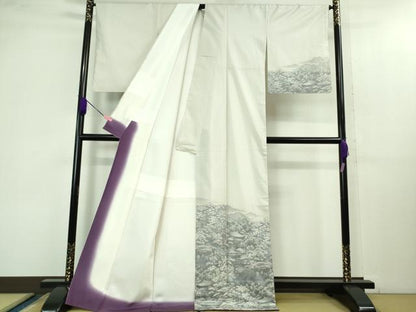 平和屋本店■極上　本場大島紬　白大島　風景文　逸品　DZAB1344kh5