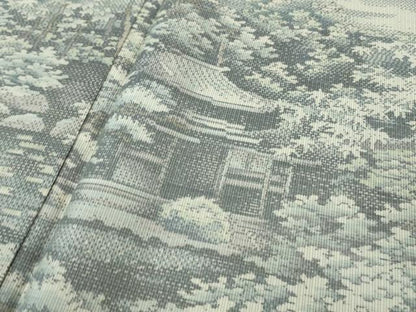 平和屋本店■極上　本場大島紬　白大島　風景文　逸品　DZAB1344kh5