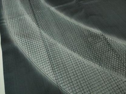 平和屋着物●極上 中国三大刺繍 スワトウ刺繍 汕頭刺繍 結城紬 訪問着 青褐色地 暈し染め 証紙付き 逸品 DZAB1347kh5