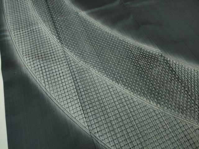 平和屋着物●極上 中国三大刺繍 スワトウ刺繍 汕頭刺繍 結城紬 訪問着 青褐色地 暈し染め 証紙付き 逸品 DZAB1347kh5