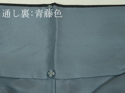 平和屋着物●極上 中国三大刺繍 スワトウ刺繍 汕頭刺繍 結城紬 訪問着 青褐色地 暈し染め 証紙付き 逸品 DZAB1347kh5