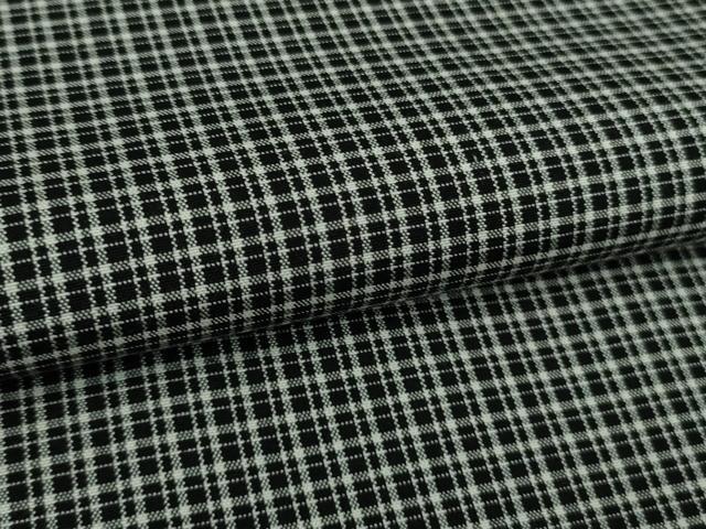 平和屋着物▽極上 紬 単衣 格子 黒×白 逸品 DZAB1358kh5