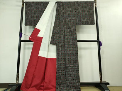 平和屋着物■希少 本場大島紬 龍郷絣 秋名バラ アンサンブル 道行コートセット 逸品 未使用 DZAB1359kh5