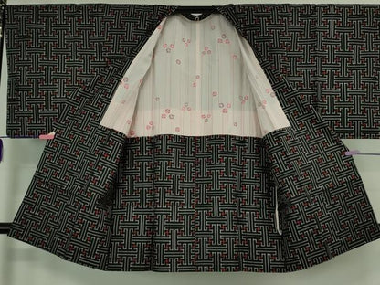 平和屋着物■希少 本場大島紬 龍郷絣 秋名バラ アンサンブル 道行コートセット 逸品 未使用 DZAB1359kh5