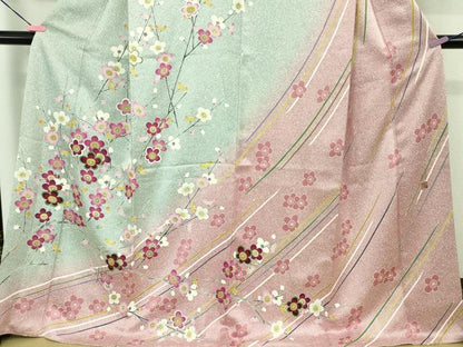 平和屋着物●希少 染織工芸作家 京手描友禅 田村信之 訪問着 枝梅 逸品 DZAB1361kh5