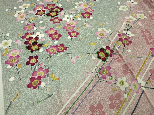 平和屋着物●希少 染織工芸作家 京手描友禅 田村信之 訪問着 枝梅 逸品 DZAB1361kh5