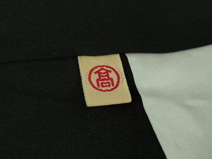 平和屋本店■極上　訪問着　舞蝶文　黒地　金彩　鬼しぼ縮緬　高島屋扱い　逸品　DZAB1362kh5