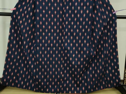 平和屋本店■極上　浦野理一　経節紬　菱文　留紺色地　逸品　DZAB1368kh5
