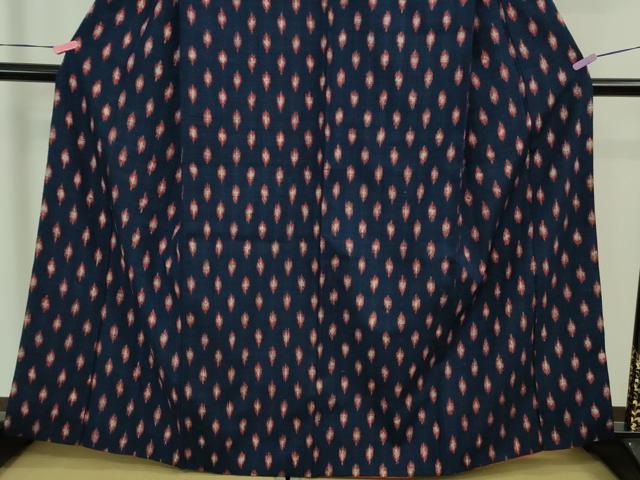 平和屋本店■極上　浦野理一　経節紬　菱文　留紺色地　逸品　DZAB1368kh5