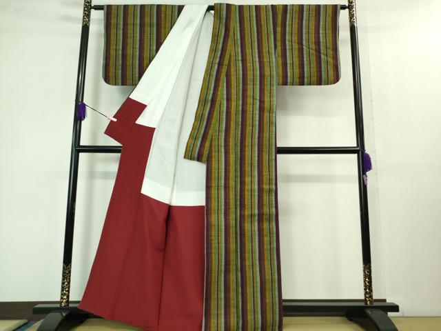 平和屋本店■極上　浦野理一　経節紬　間道　逸品　DZAB1370kh5