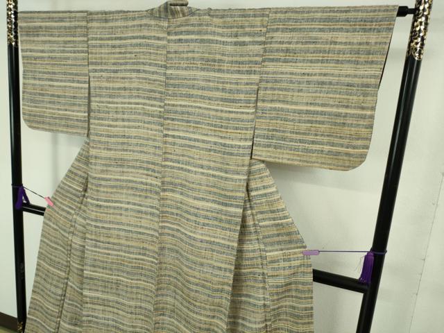 平和屋本店■極上　浦野理一　経節紬　横縞　逸品　DZAB1372kh5