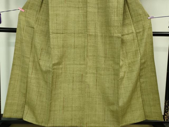 平和屋本店▽極上　浦野理一　経節紬　単衣　柳茶色地　逸品　DZAB1373kh5