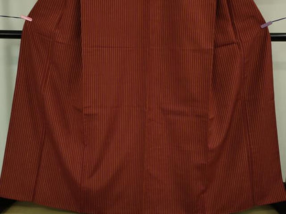 平和屋本店■極上　浦野理一　経節紬　間道　赤銅色地　逸品　DZAB1375kh5